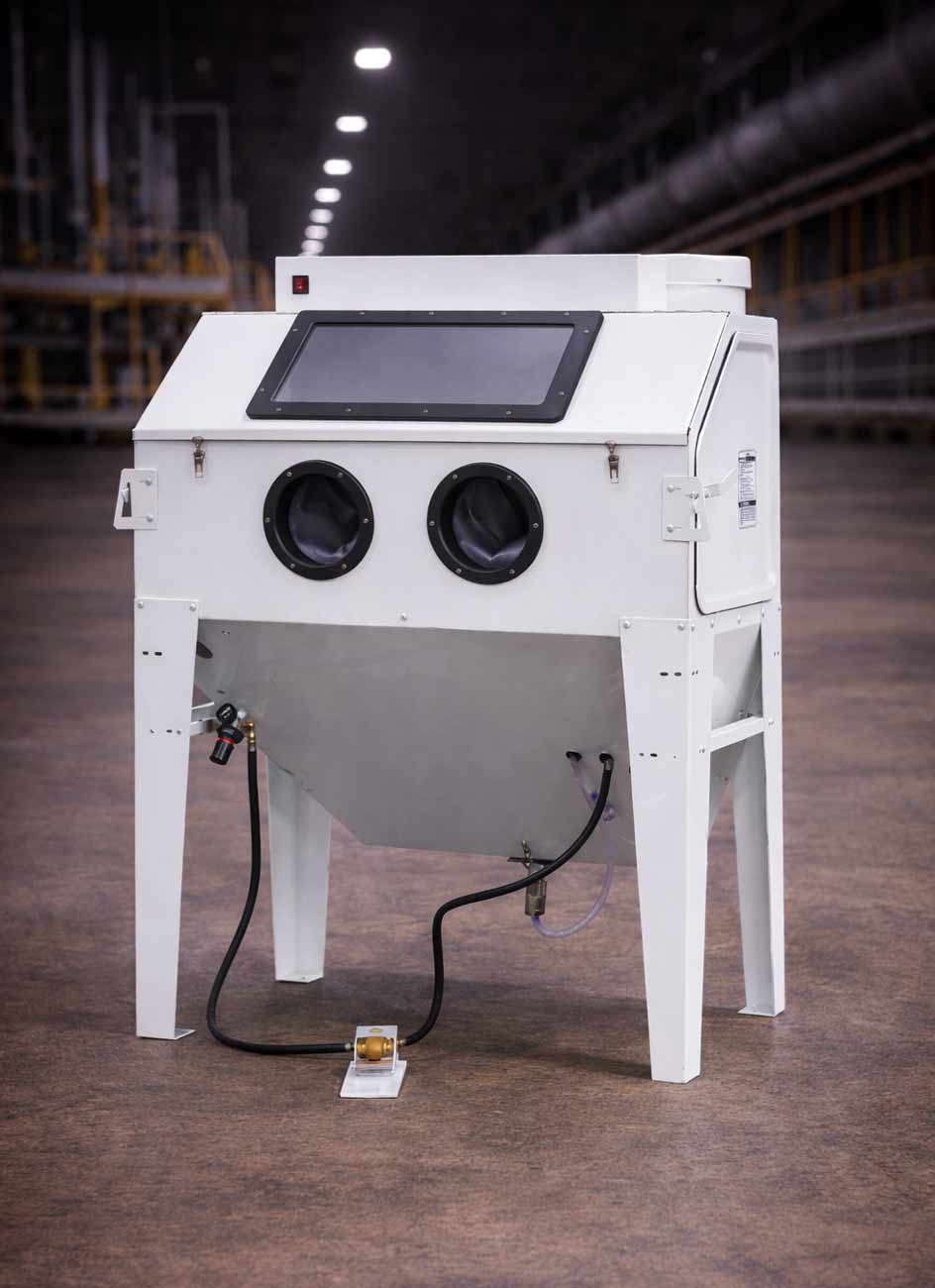 Cabine de sablage à manche à dépression